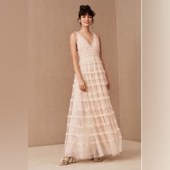 Needle & Thread BHLDN V-Neck Long Lace Wedding Dresses - Picture 4 of 8